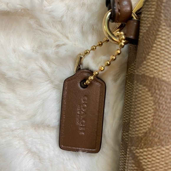 COACH Double Zip Wallet Wristlet in Signature Coated Canvas in Classic Khaki - Picture 6 of 13